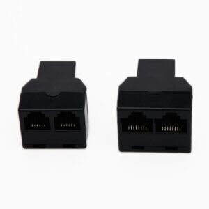 RJ12 splitter left, RJ45 splitter right